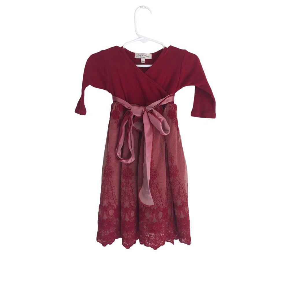 Luna Luna Copenhagen Red Wrap Lace Embroidered Waist Tie Dress 6-12 Months